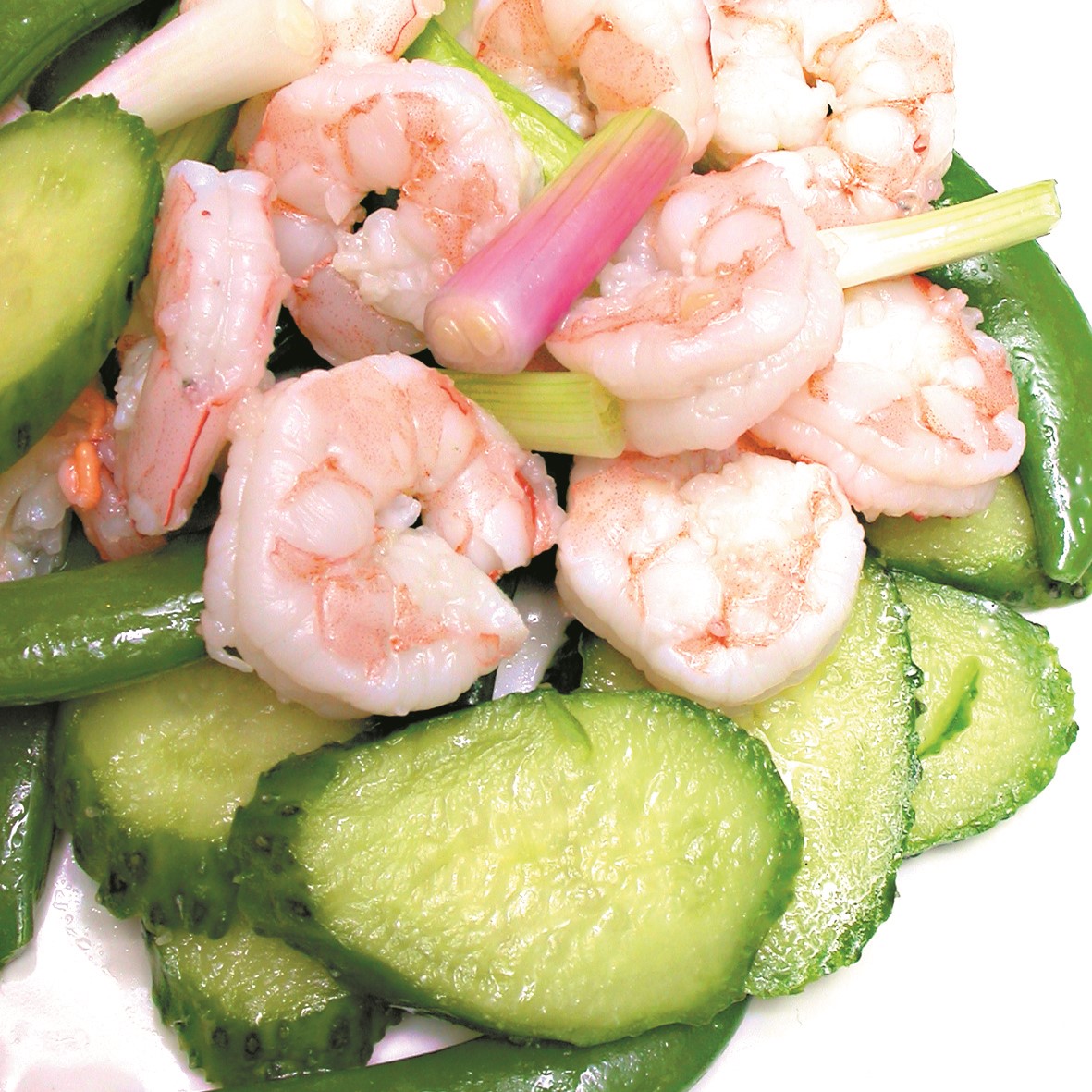 Stir-fried Shrimps with Sugar Snap Peas and Cucumbers