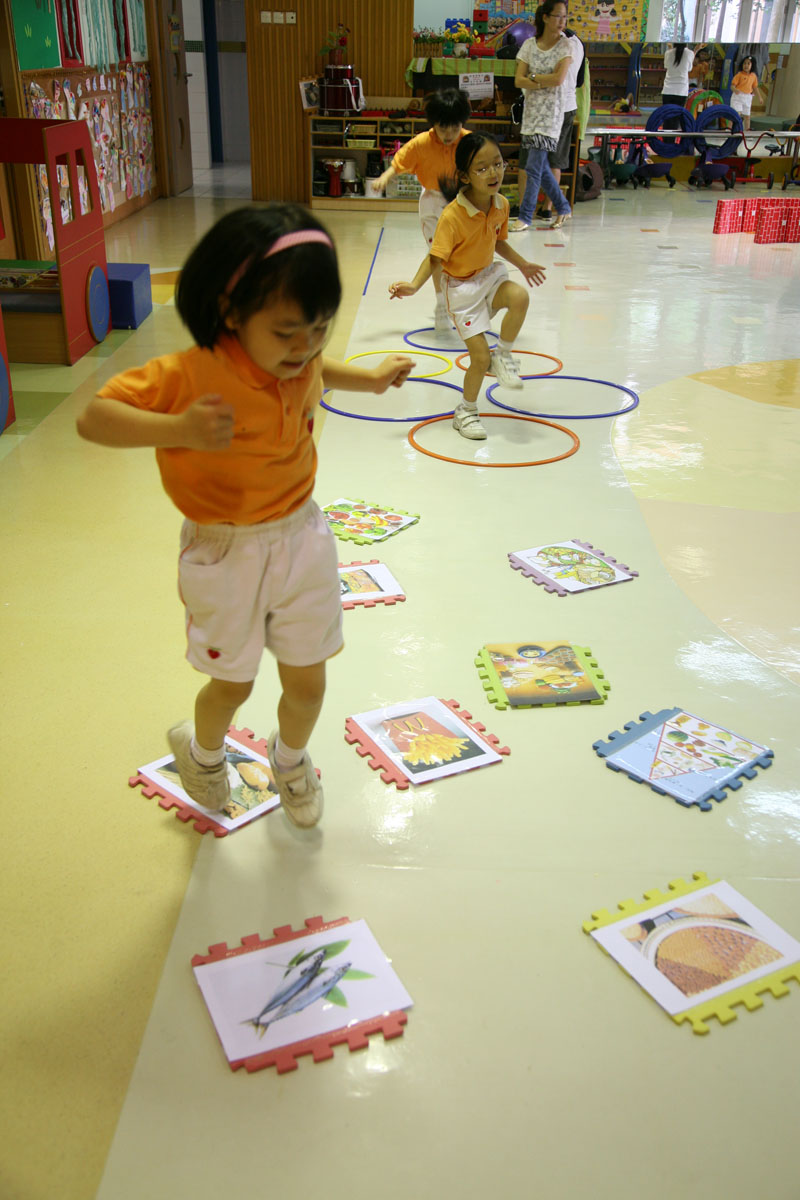 Children are playing a physical game
