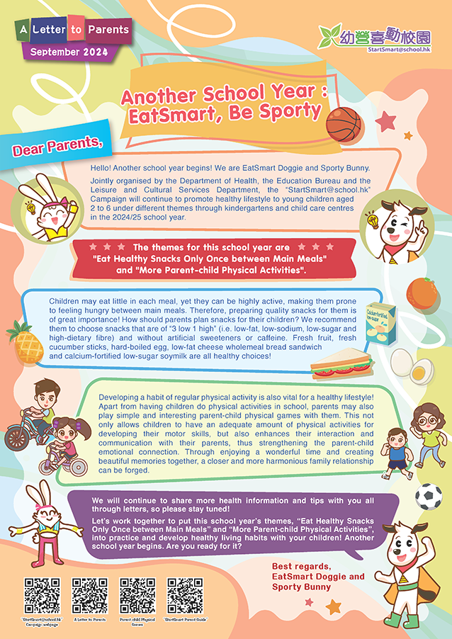 Letter to Parents - Another School Year : EatSmart, Be Sporty
